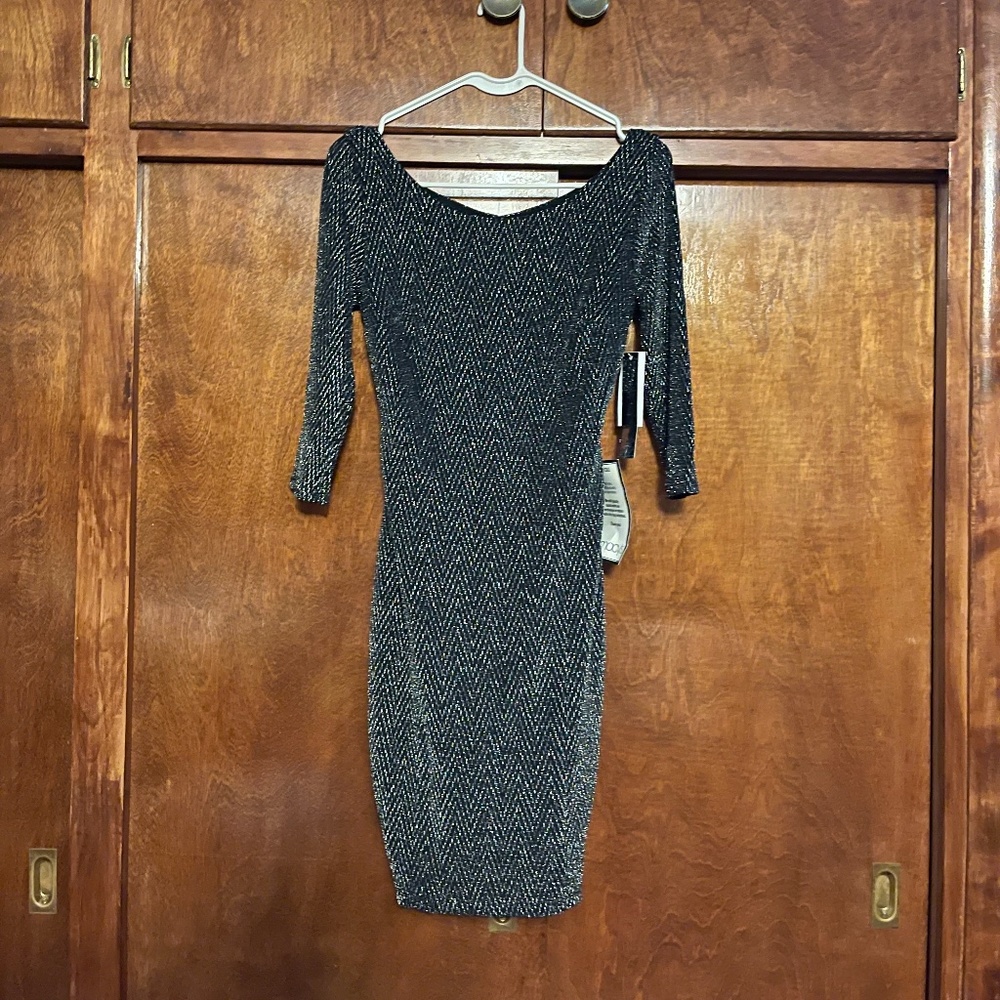 sparkly dress with back neckline and long sleeves✨